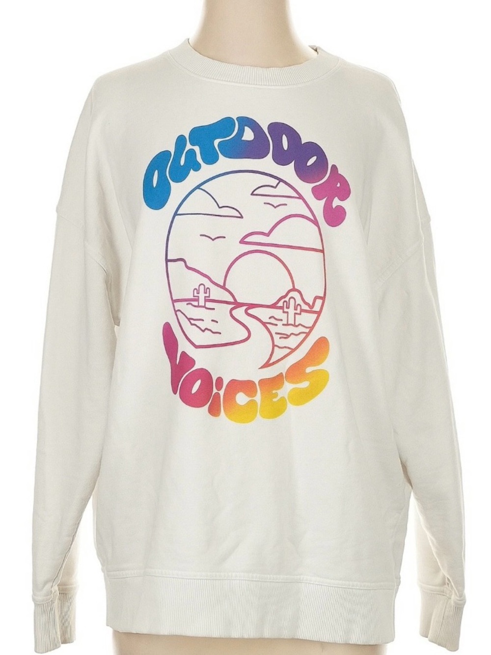 Outdoor Voices Gradient Logo Cream Graphic Sweatshirt